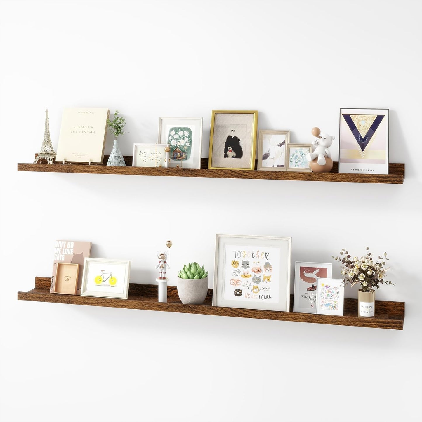 ShelfLoft 5"D x 1.8“H Brown Picture Ledge Shelf Wood Floating Shelves