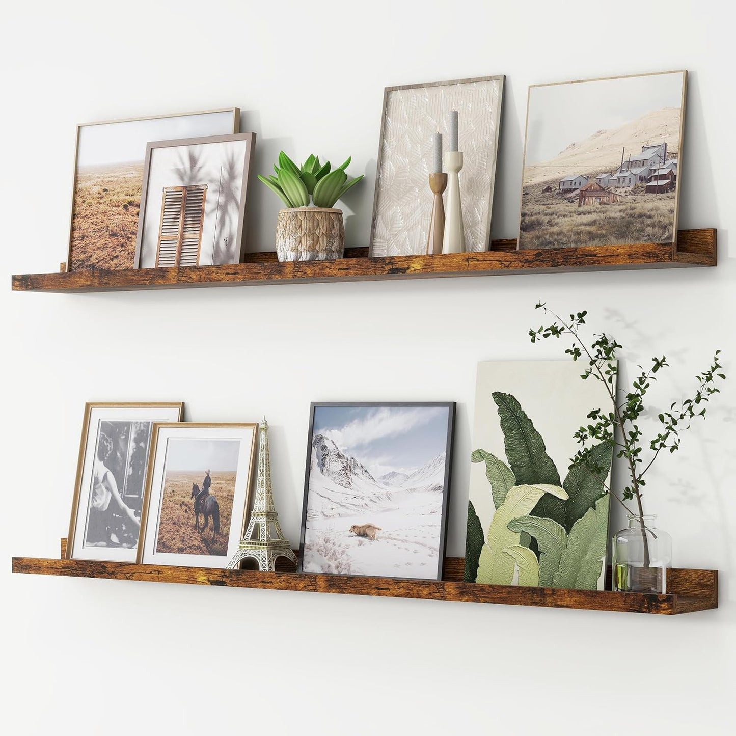 ShelfLoft 4.7"D x 2"H Brown Picture Ledge Floating Shelves