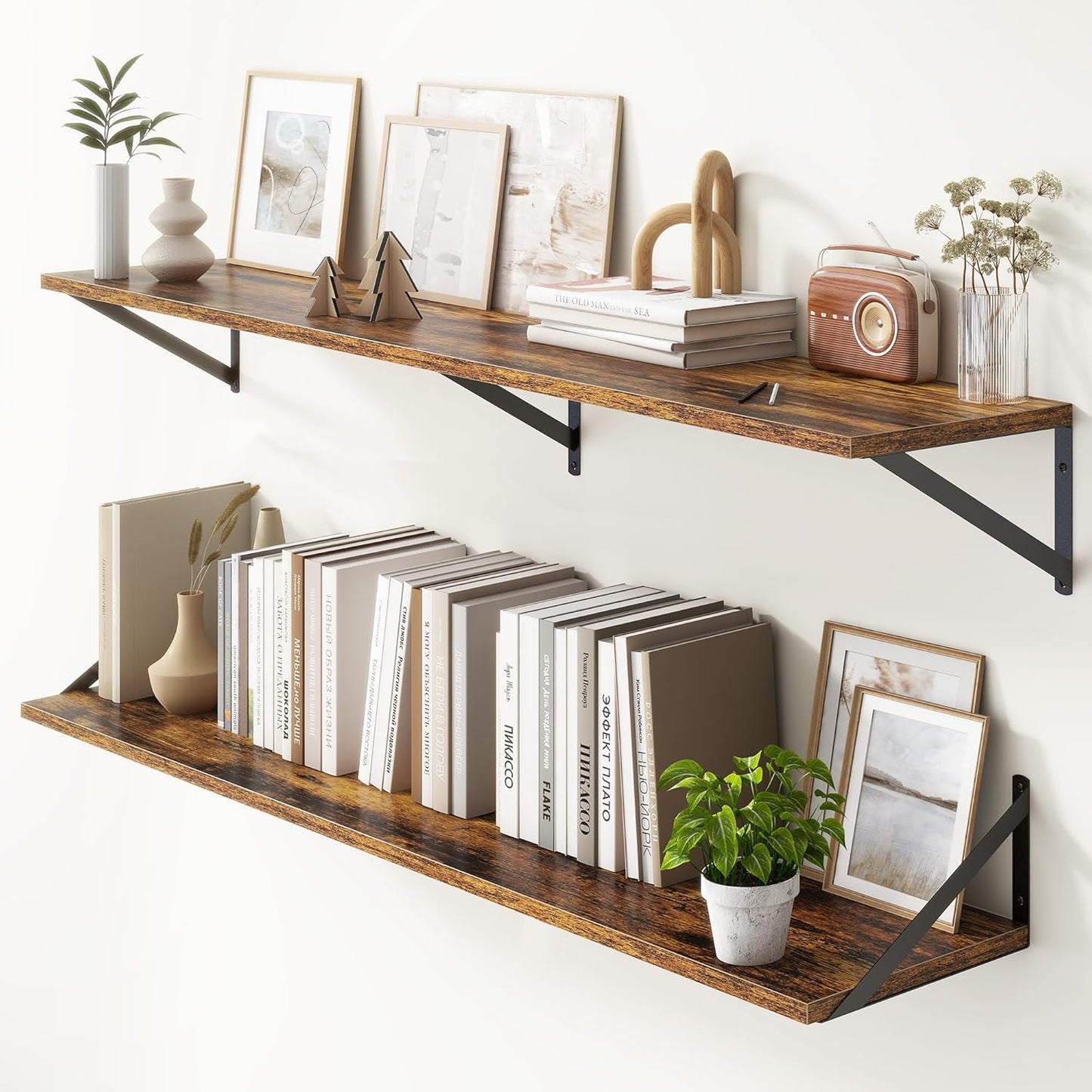 ShelfLoft 12 Inch Deep Wall Display&Storage Floating Shelves with Visible Brackets