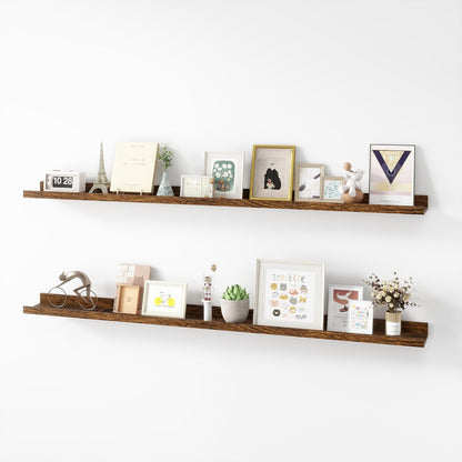 ShelfLoft 5"D x 1.8“H Brown Picture Ledge Shelf Wood Floating Shelves