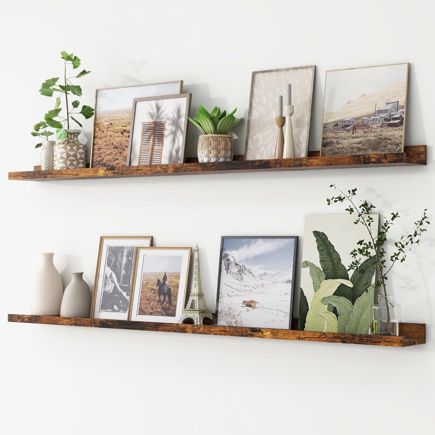 ShelfLoft 4.7"D x 2"H Brown Picture Ledge Floating Shelves