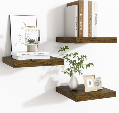 Shelfloft 3-Piece 7.5 Inch Square Floating Cornor Shelves for Small Space Storage