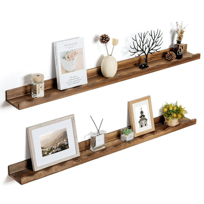 ShelfLoft 5 Inch Deep Picture Ledge Shelf Pine Wood Nursery Book Shelves for Kids Room