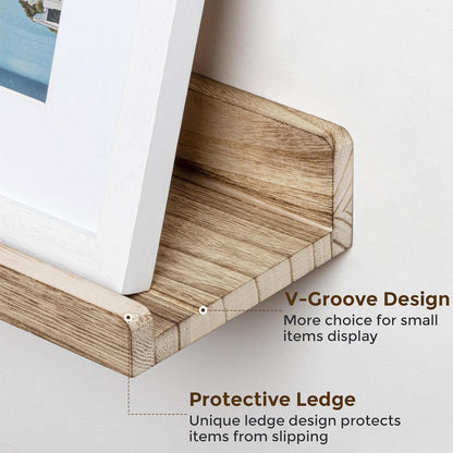 ShelfLoft 16" Wide x 5.5" Deep 20lbs Picture Ledge Shelf Wood Floating Shelves,3 Pack