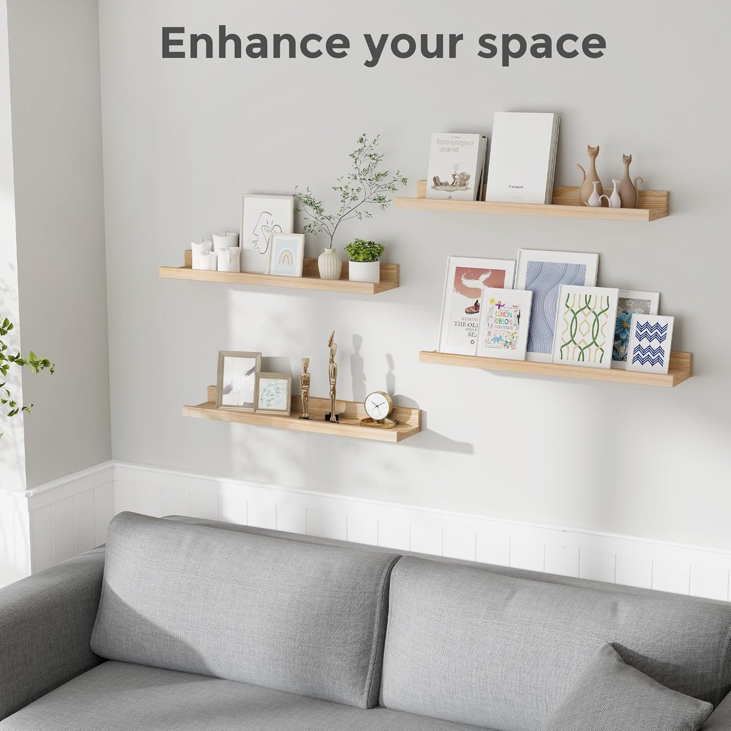 ShelfLoft 5.12"D x 2.2"H Carbonized Black Picture Ledge Wall Floating Shelves with Lip