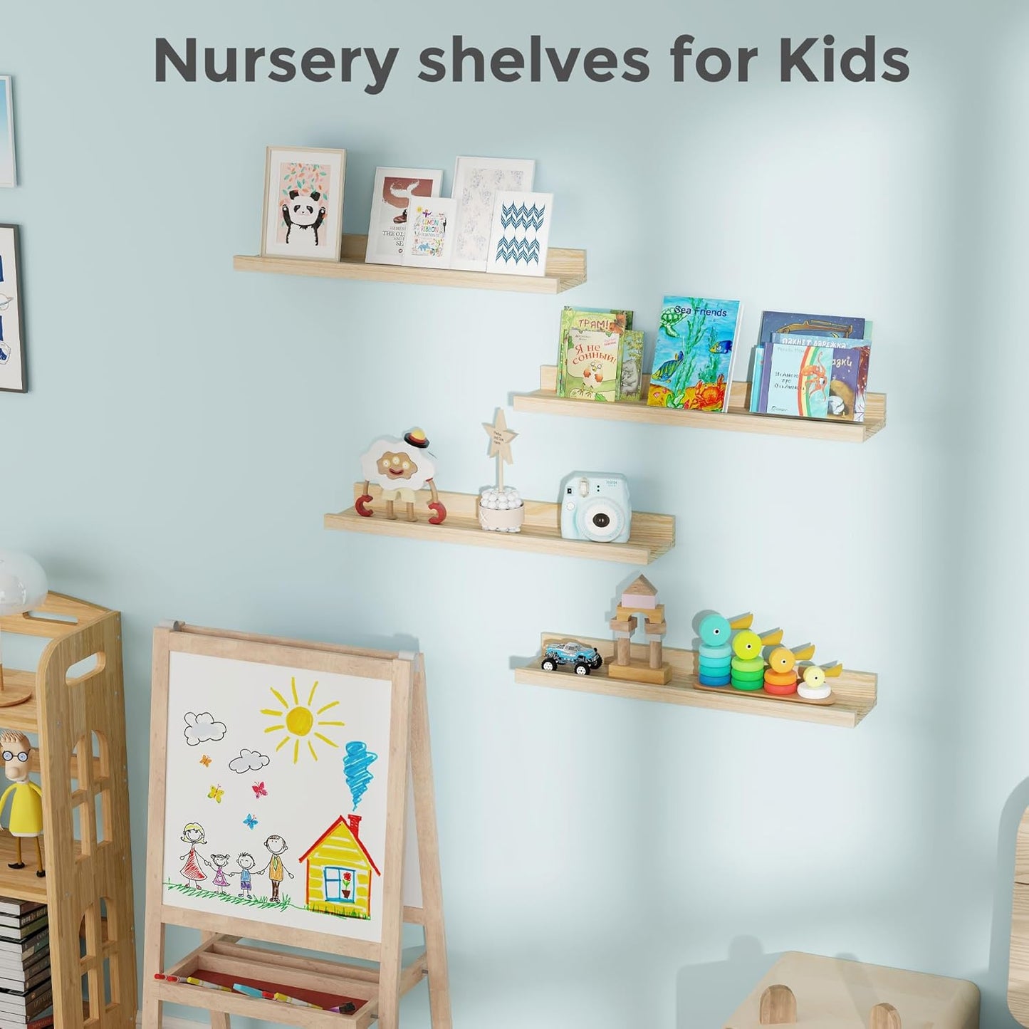 ShelfLoft 5.12"D x 2.2"H Carbonized Black Picture Ledge Wall Floating Shelves with Lip