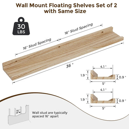 ShelfLoft 5.5"D x 1.9"H Carbonized Black 60lbs Picture Ledge Shelf Wood Floating Shelves