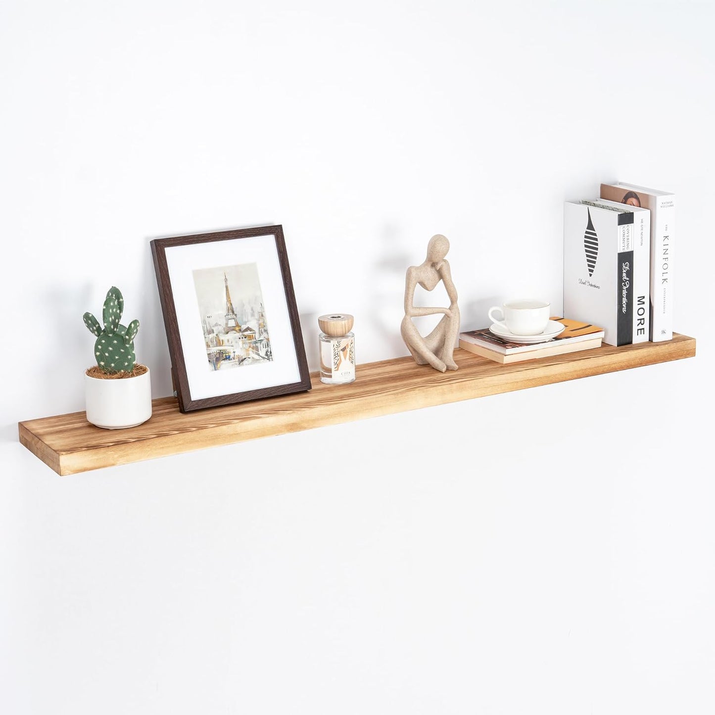 ShelfLoft 8 Inch Deep Solid Pine Wood Floating Shelves