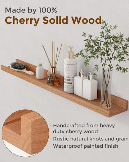 ShelfLoft 4.7 Inch Deep Solid Oak Wood Picture Ledge Shelf, Set of 2