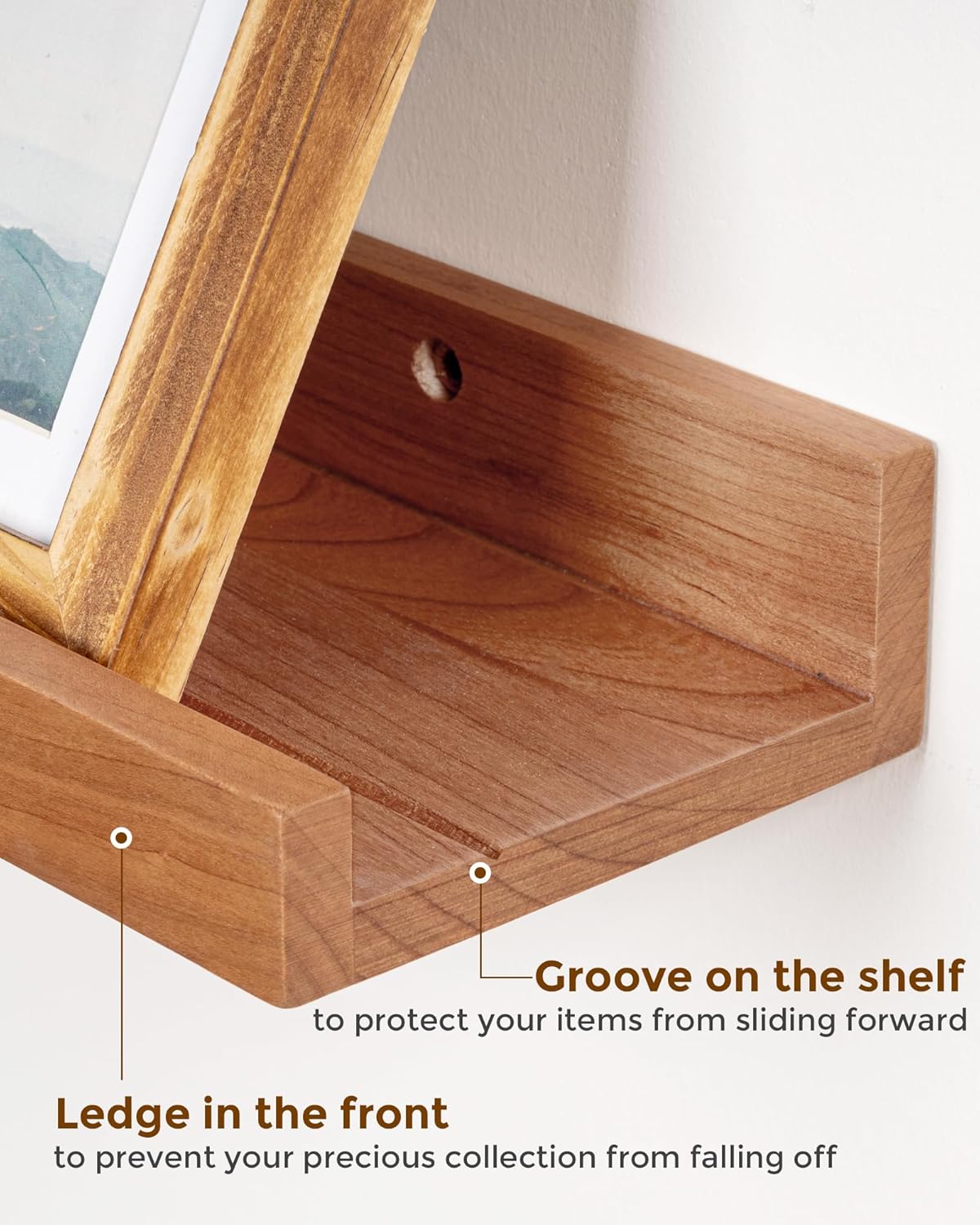 ShelfLoft 4.7 Inch Deep Solid Oak Wood Picture Ledge Shelf, Set of 2