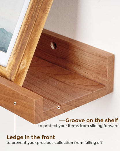 ShelfLoft 4.7 Inch Deep Solid Oak Wood Picture Ledge Shelf, Set of 2
