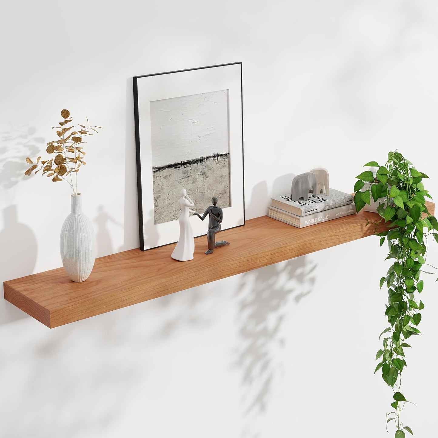 ShelfLoft 8"D x 1.4"H USA-Sourced Cherry Wood Floating Shelves for Wall