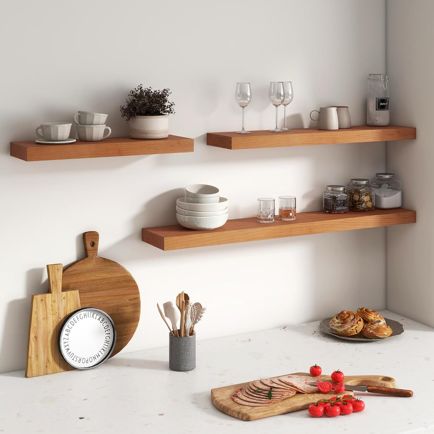 ShelfLoft 8 Inch Deep USA-Sourced Wood Floating Shelves for Wall