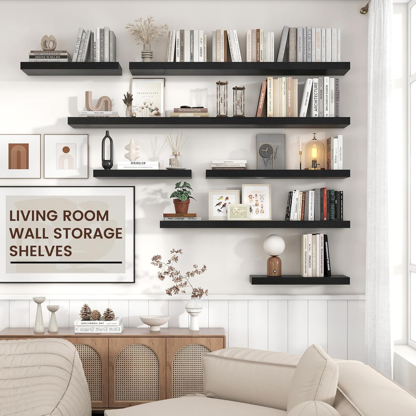 Shelfloft 9.3 Inch Deep Floating Shelves Large Wall Mounted Shelves with Invisible Brackets