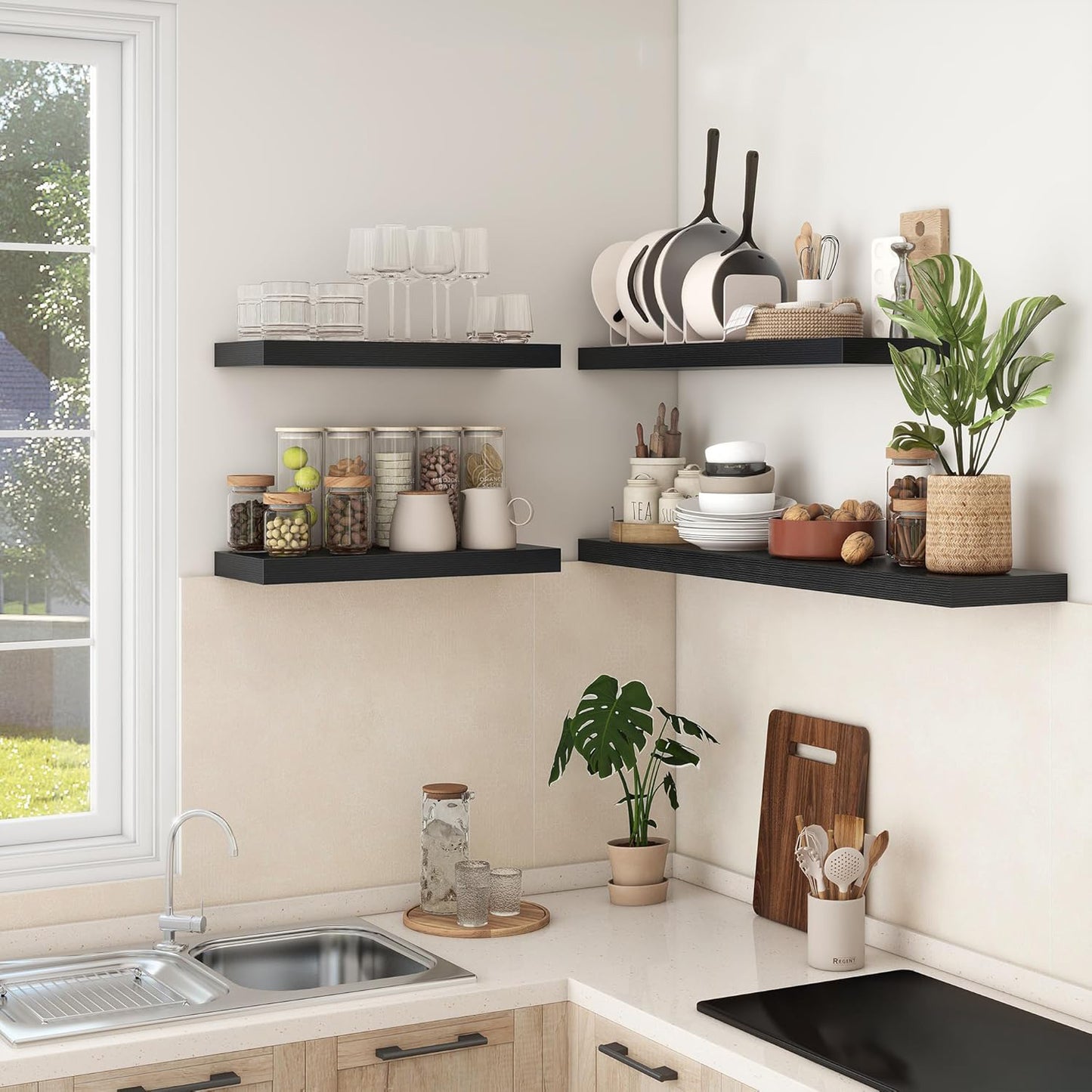 Shelfloft 9.3 Inch Deep Floating Shelves Large Wall Mounted Shelves with Invisible Brackets
