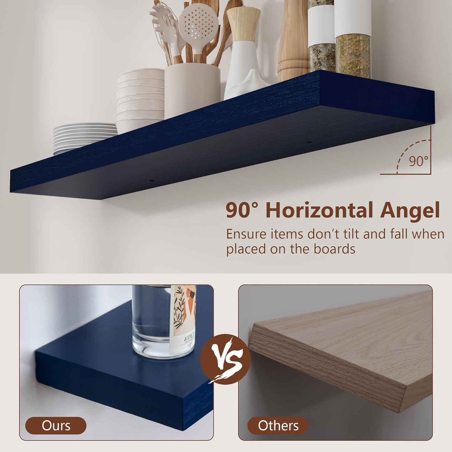 ShelfLoft 36" Wide x 6.7" Deep Paulownia Wood Wall Display Decor Floating Shelves, 2 Pack