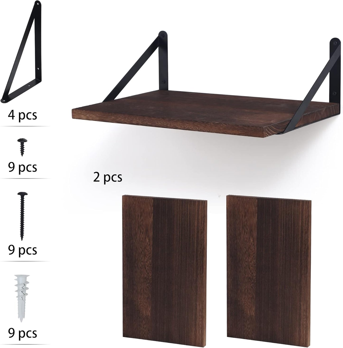 ShelfLoft 12 Inch Deep Floating Shelves with Iron Brackets,Set of 2