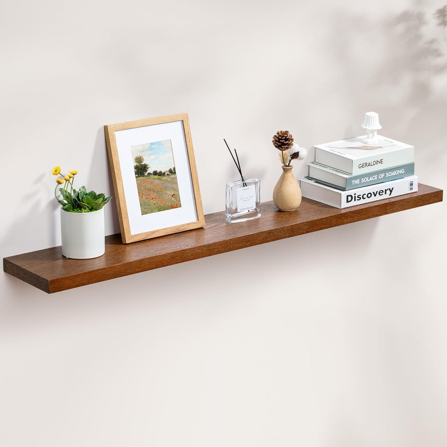 ShelfLoft 8 Inch Deep Walnut Wood Wall Storage Floating Shelves