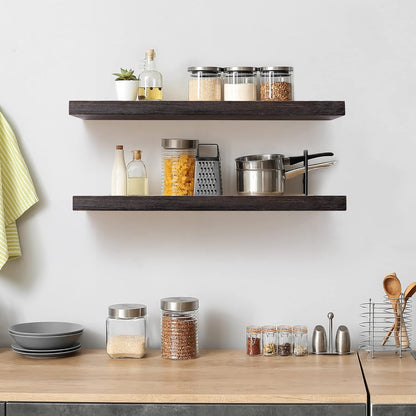 ShelfLoft 8 Inch Deep Solid Pine Wood Floating Shelves