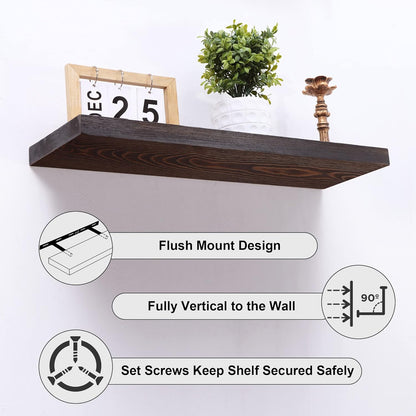 ShelfLoft 8 Inch Deep Solid Pine Wood Floating Shelves