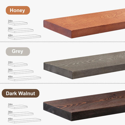 ShelfLoft 8 Inch Deep Solid Pine Wood Floating Shelves