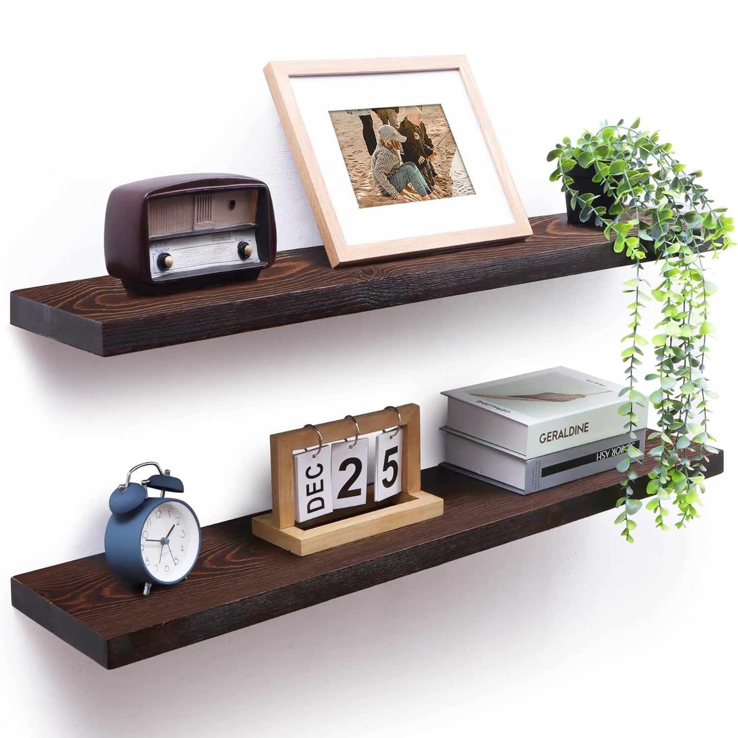 ShelfLoft 8 Inch Deep Solid Pine Wood Floating Shelves