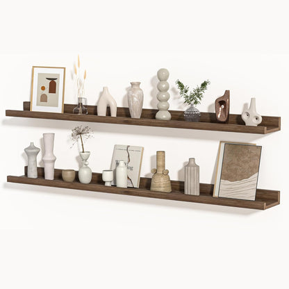 Shelfloft 4.7 Inch Deep Picture Ledge Shelf Rustic Fir Hardwood Floating Wall Shelves with Lip