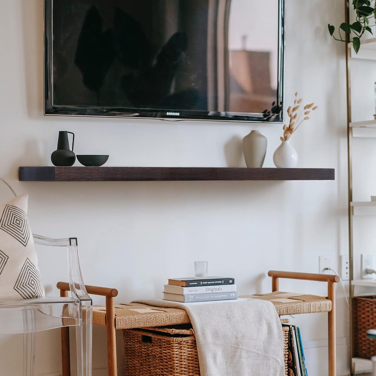 ShelfLoft 8 Inch Deep Solid Pine Wood Floating Shelves