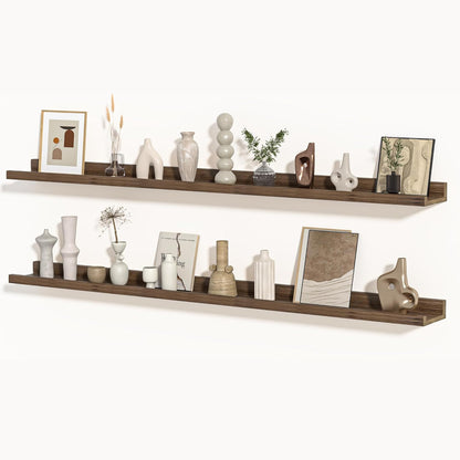 Shelfloft 4.7 Inch Deep Picture Ledge Shelf Rustic Fir Hardwood Floating Wall Shelves with Lip