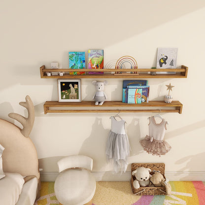 ShelfLoft 4 Inch Deep R-shape Pine Wood Floating Bookshelf for Kids Room