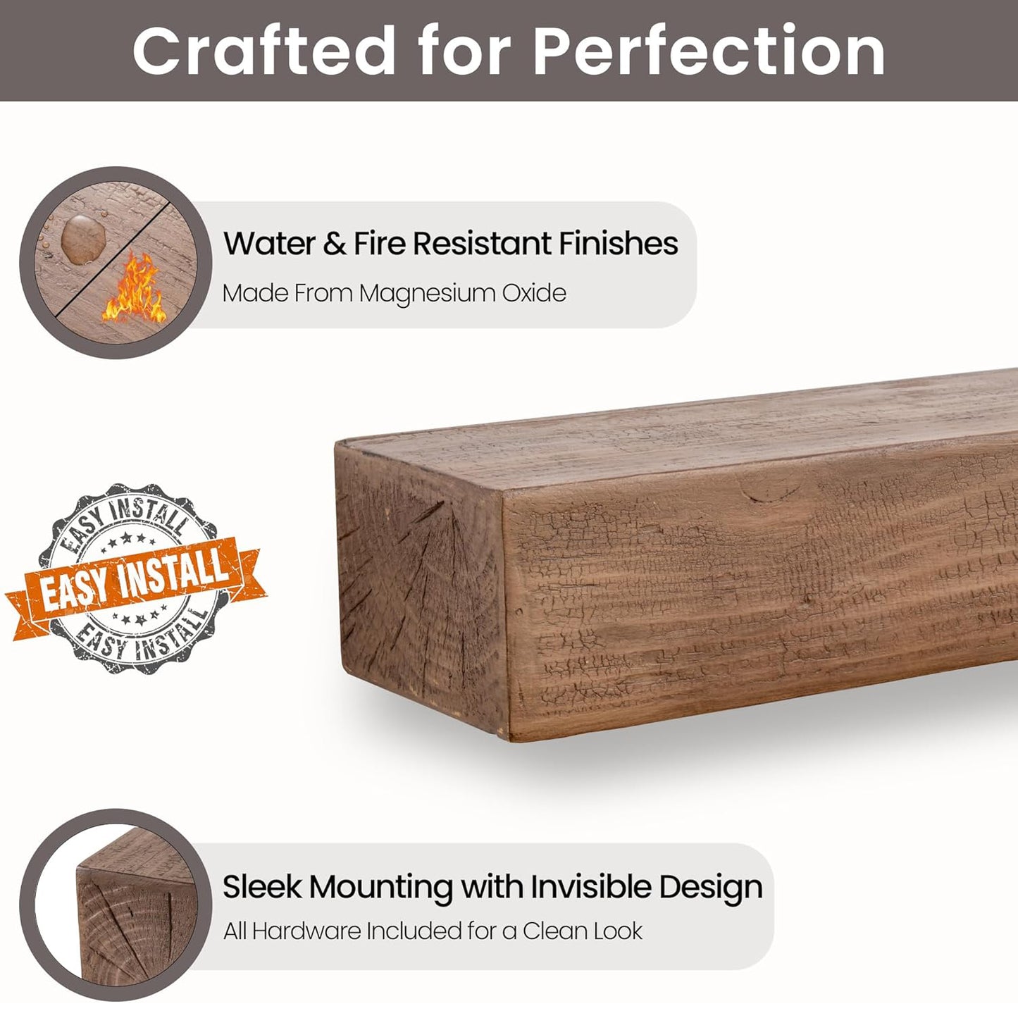 Shelfloft 60 Inch Long Faux Wood Fireplace Mantel Floating Shelf