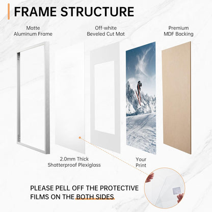 c 9 Sizes Thin Aluminum Metal Picture Frame with High Definition Plexiglass