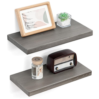 ShelfLoft 8"D x 1.2"H Grey Rustic American Ash Wood Floating Shelves