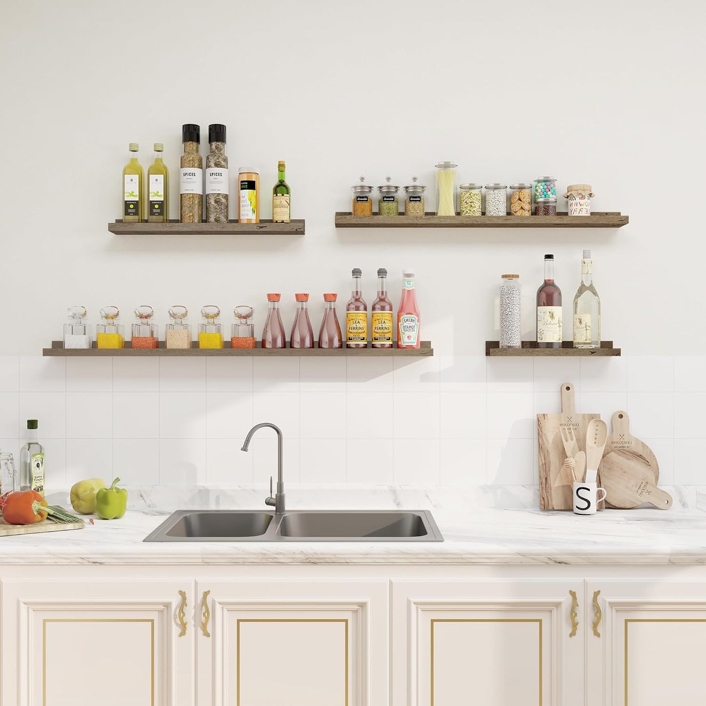 ShelfLoft 5.5 Inch Deep Picture Ledge Shelf Wall Display Floating Shelves with Lip