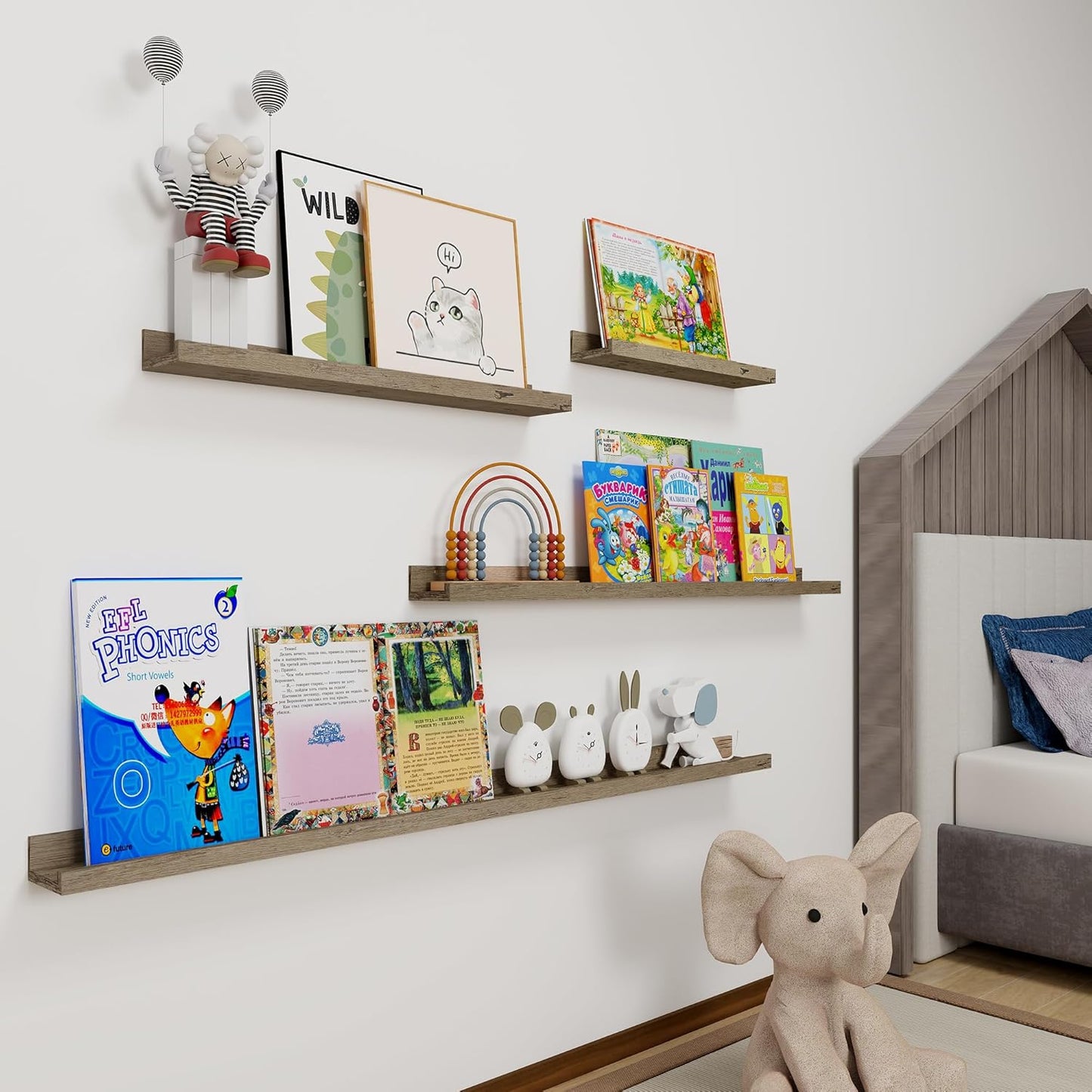 ShelfLoft 5.5 Inch Deep Picture Ledge Shelf Wall Display Floating Shelves with Lip