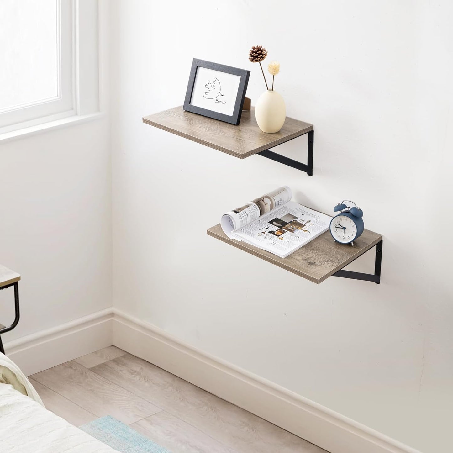 ShelfLoft 8"D x 4.9"H Grey Wall Mounted Floating Shelves