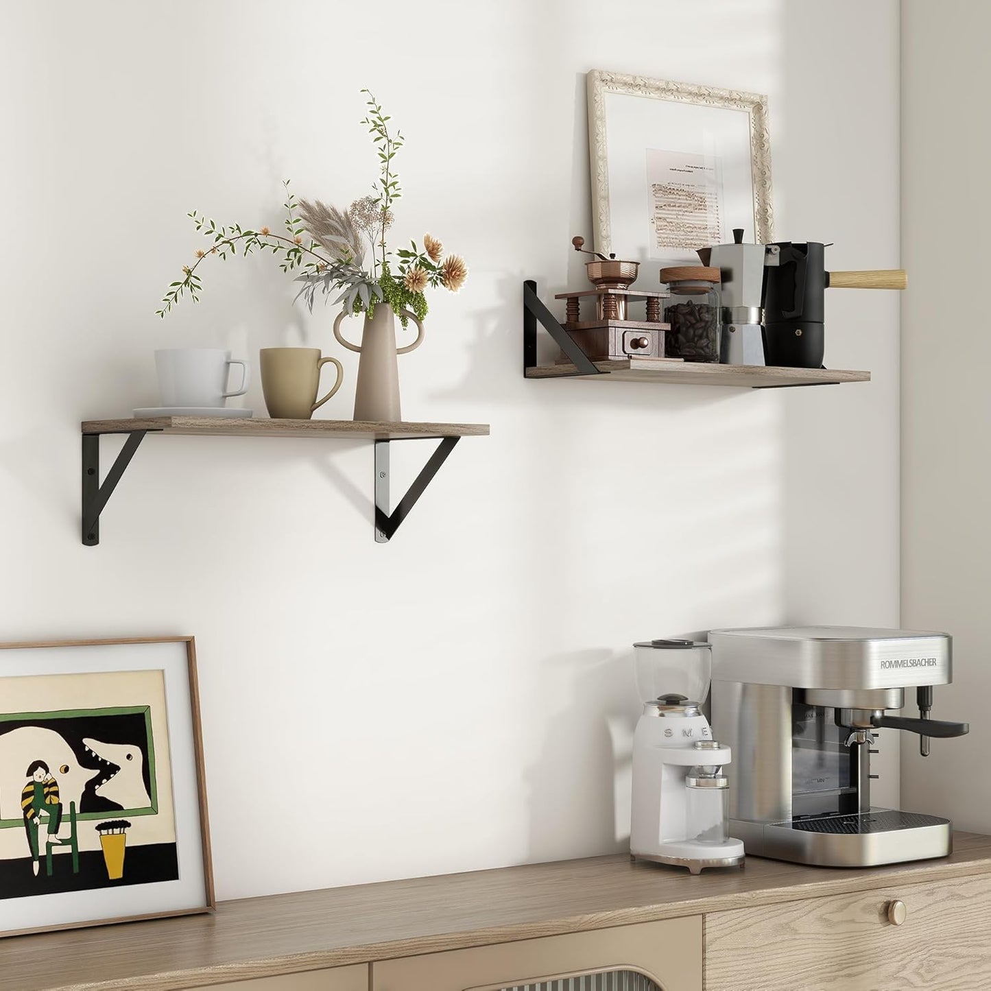 ShelfLoft 8"D x 4.9"H Grey Wall Mounted Floating Shelves