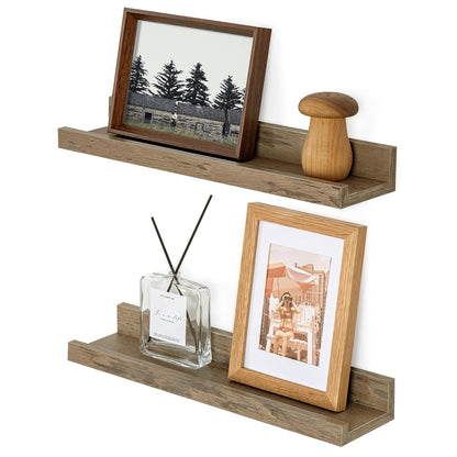 ShelfLoft 16" Wide x 4" Deep Picture Ledge Shelf Wall Display Floating Shelves with Lip, 2 Pack