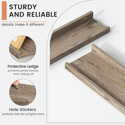 ShelfLoft 4.7"D x 2"H Grey Picture Ledge Floating Shelves