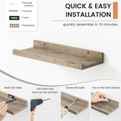 ShelfLoft 4.7"D x 2"H Grey Picture Ledge Floating Shelves