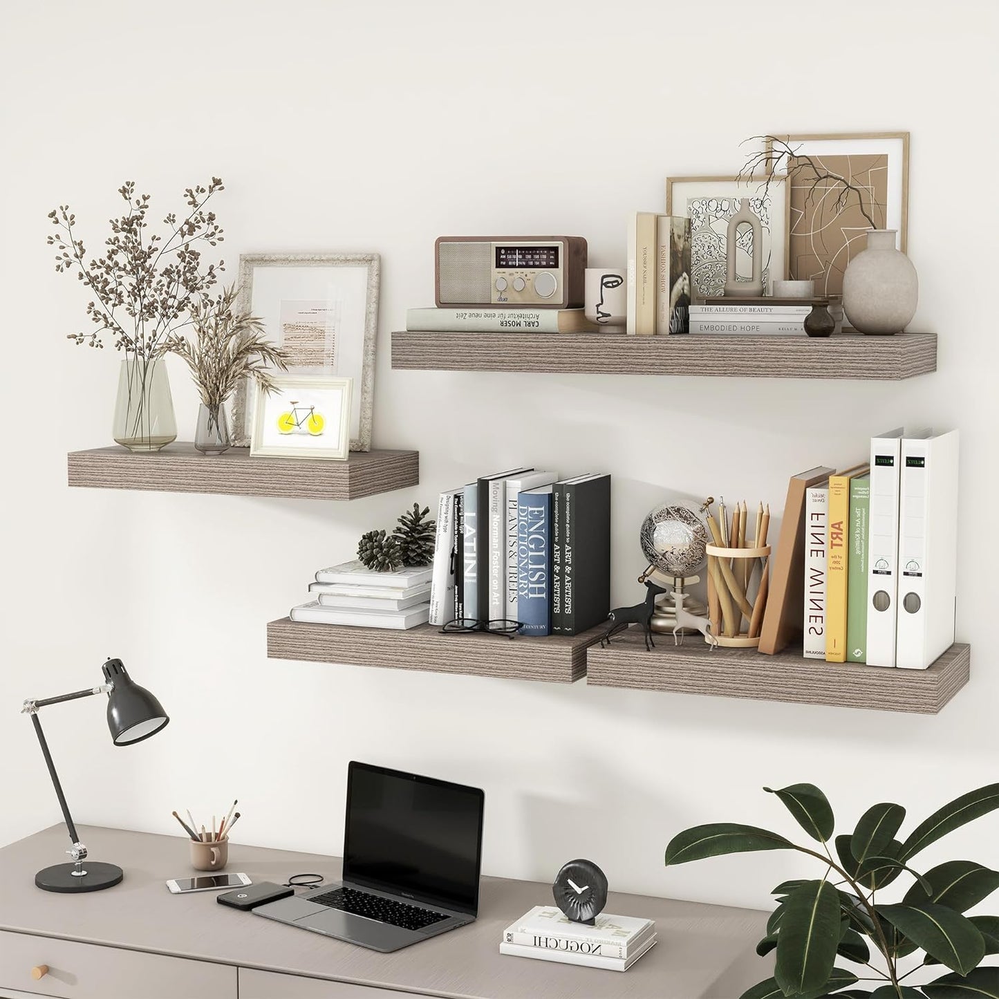 ShelfLoft 11.6"D x 2"H Grey Floating Shelves for Wall Storage