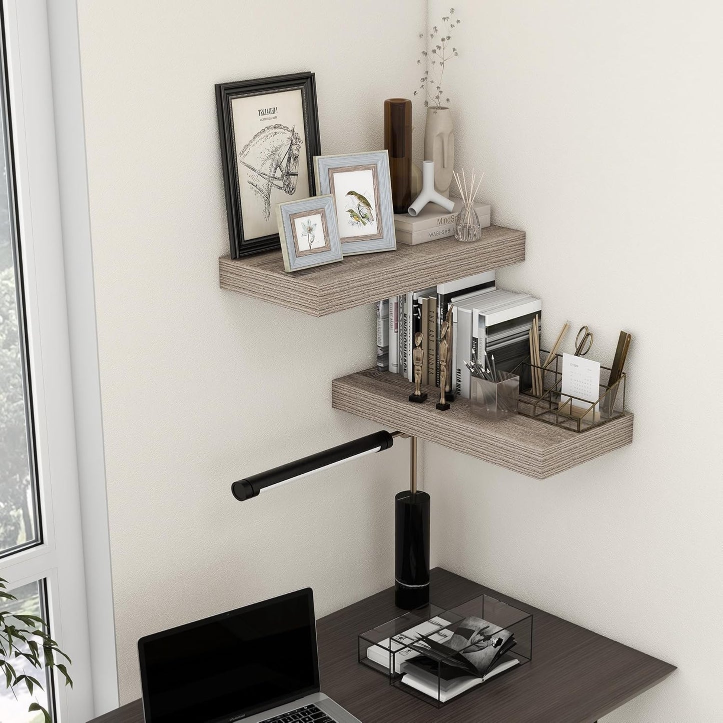 ShelfLoft 11.6"D x 2"H Grey Floating Shelves for Wall Storage