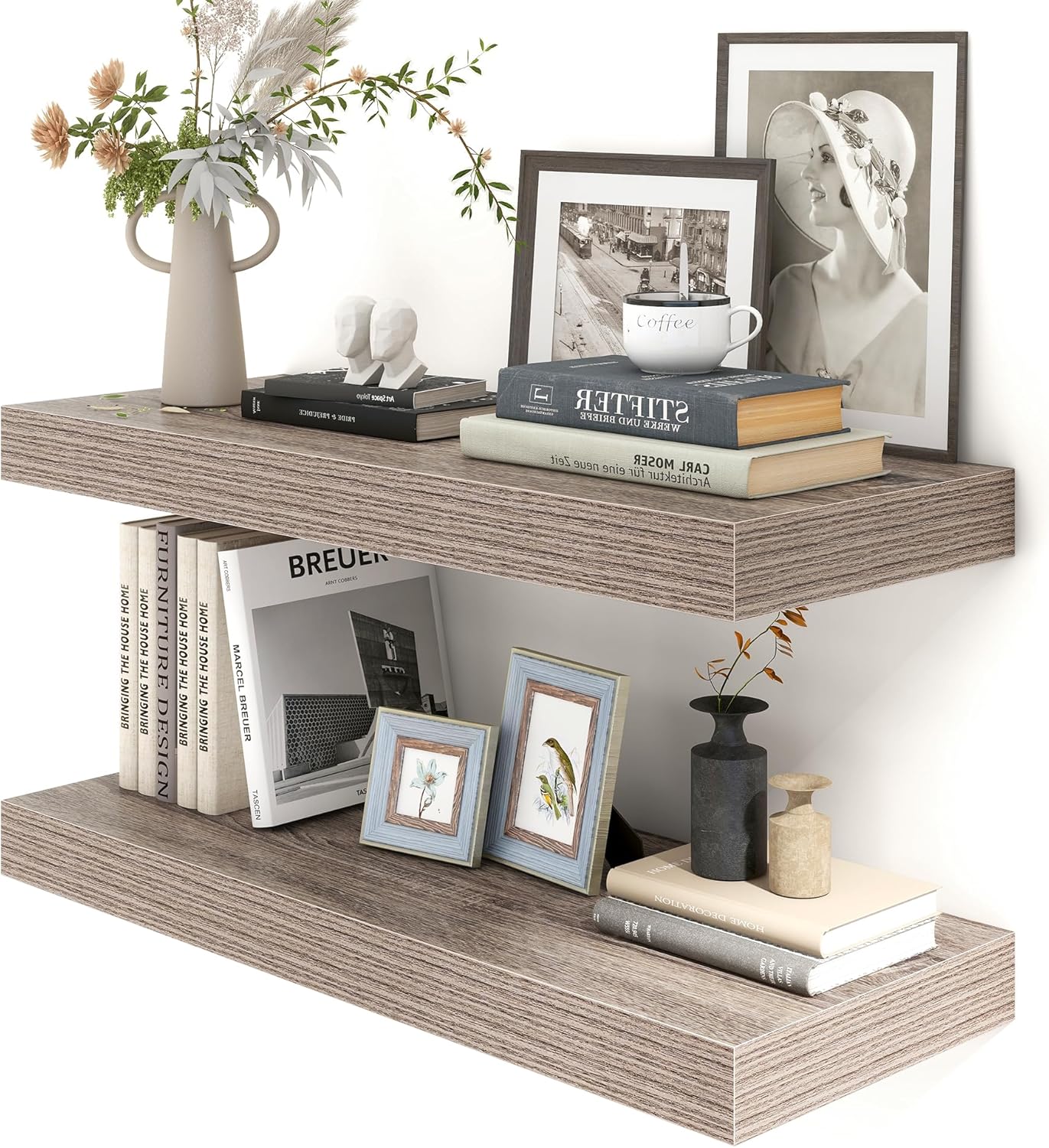 ShelfLoft 11.6"D x 2"H Grey Floating Shelves for Wall Storage