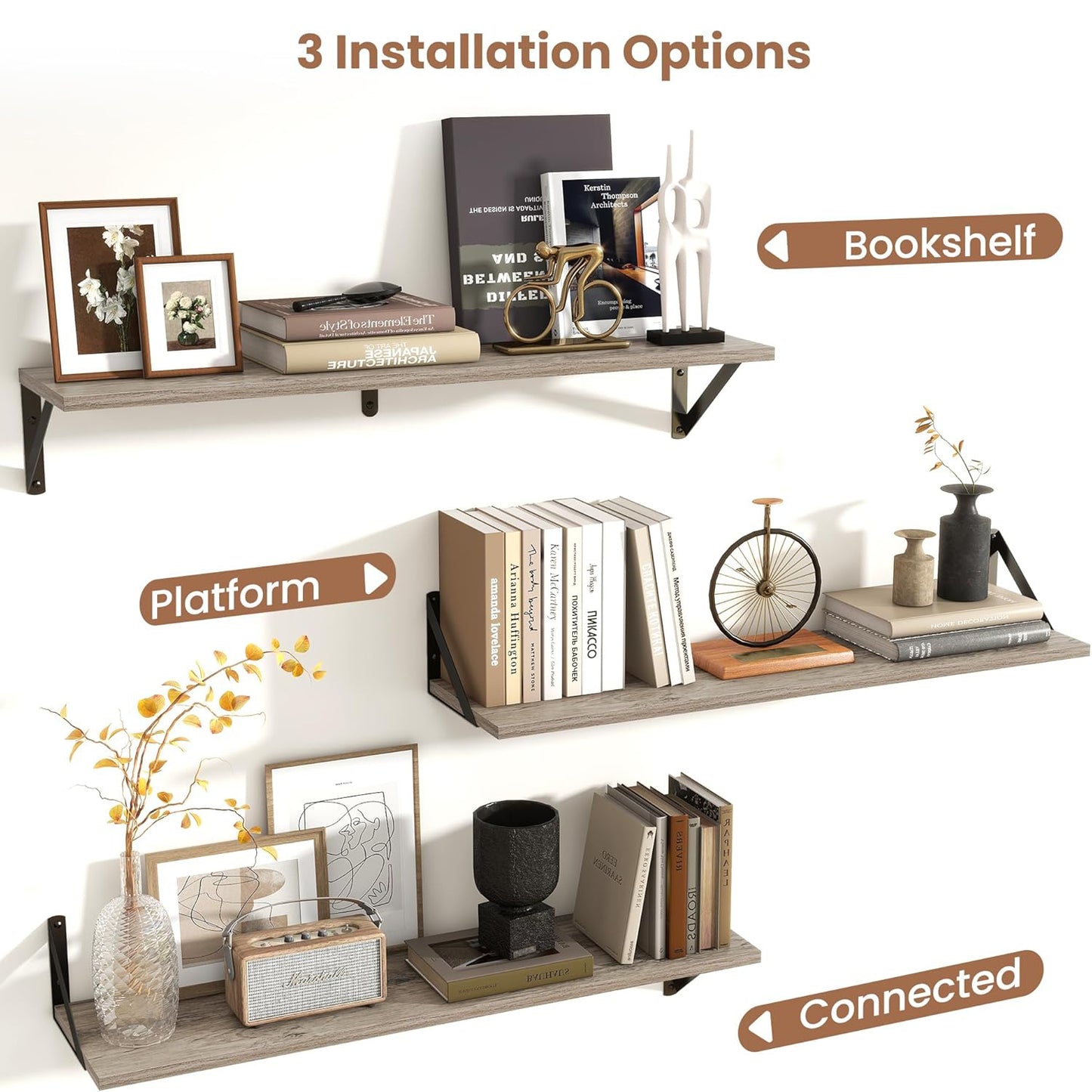 ShelfLoft 31.5" Wide x 8" Deep Wall Mounted Floating Shelves, 2 Pack