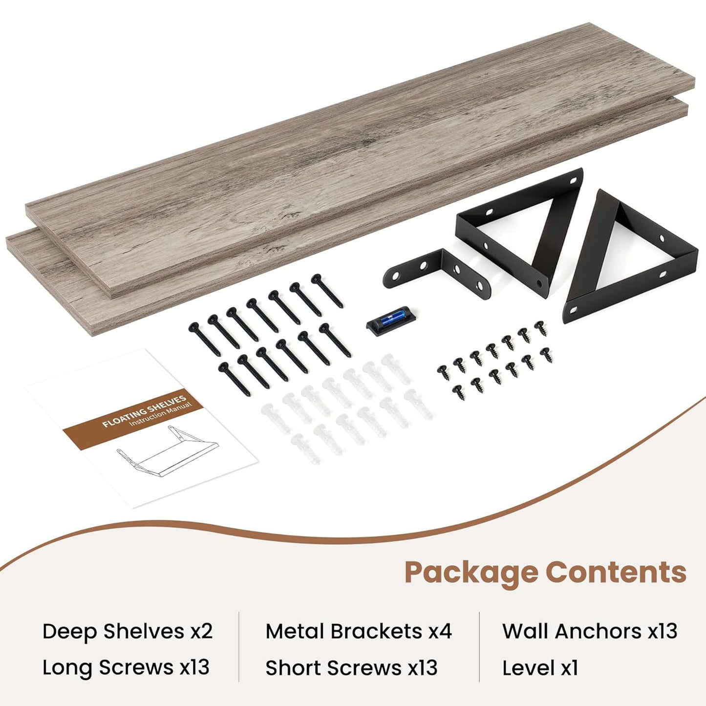 ShelfLoft 31.5" Wide x 8" Deep Wall Mounted Floating Shelves, 2 Pack