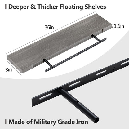 ShelfLoft 8 Inch Deep USA-Sourced Rustic Elm Wood Fireplace Mantel Floating Shelves