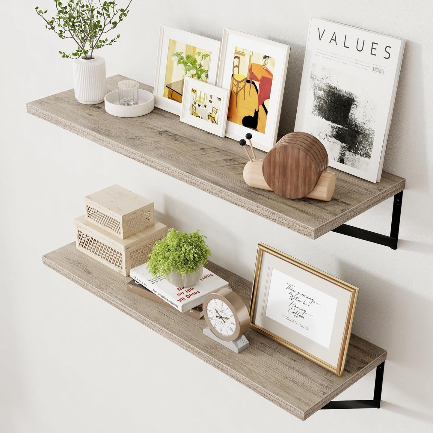 ShelfLoft 8"D x 4.9"H Grey Wall Mounted Floating Shelves