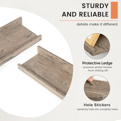 ShelfLoft 4.7"D x 2"H Grey Picture Ledge Floating Shelves