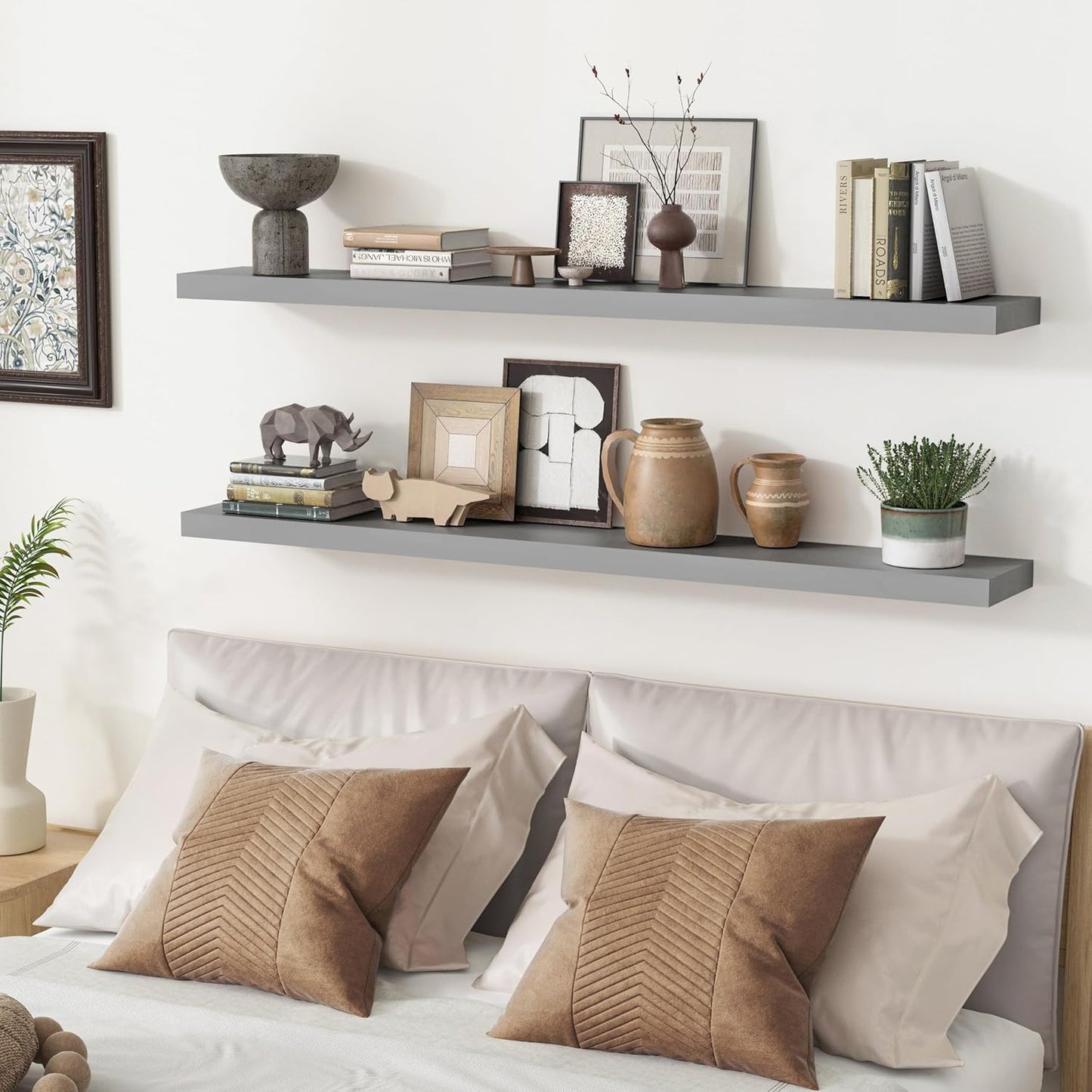 ShelfLoft 36" Wide x 6.7" Deep Paulownia Wood Wall Display Decor Floating Shelves, 2 Pack