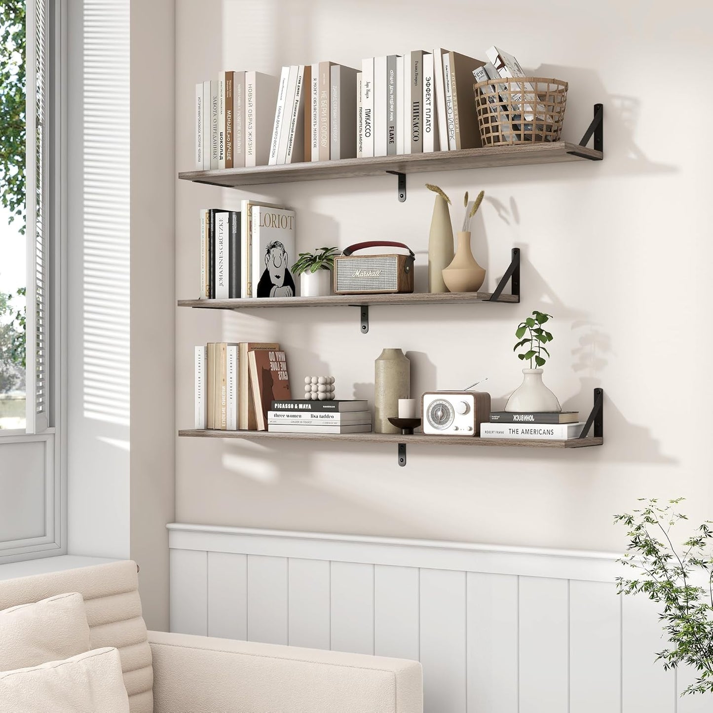 ShelfLoft 39.4" Wide x 8" Deep Wall Mounted Floating Shelves, 2 Pack